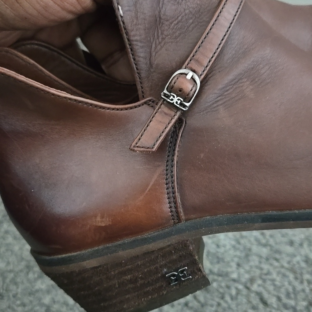 Sam Edelman Brown Leather Slip On Ankle Boots Size 7.5 - Picture 5 of 11